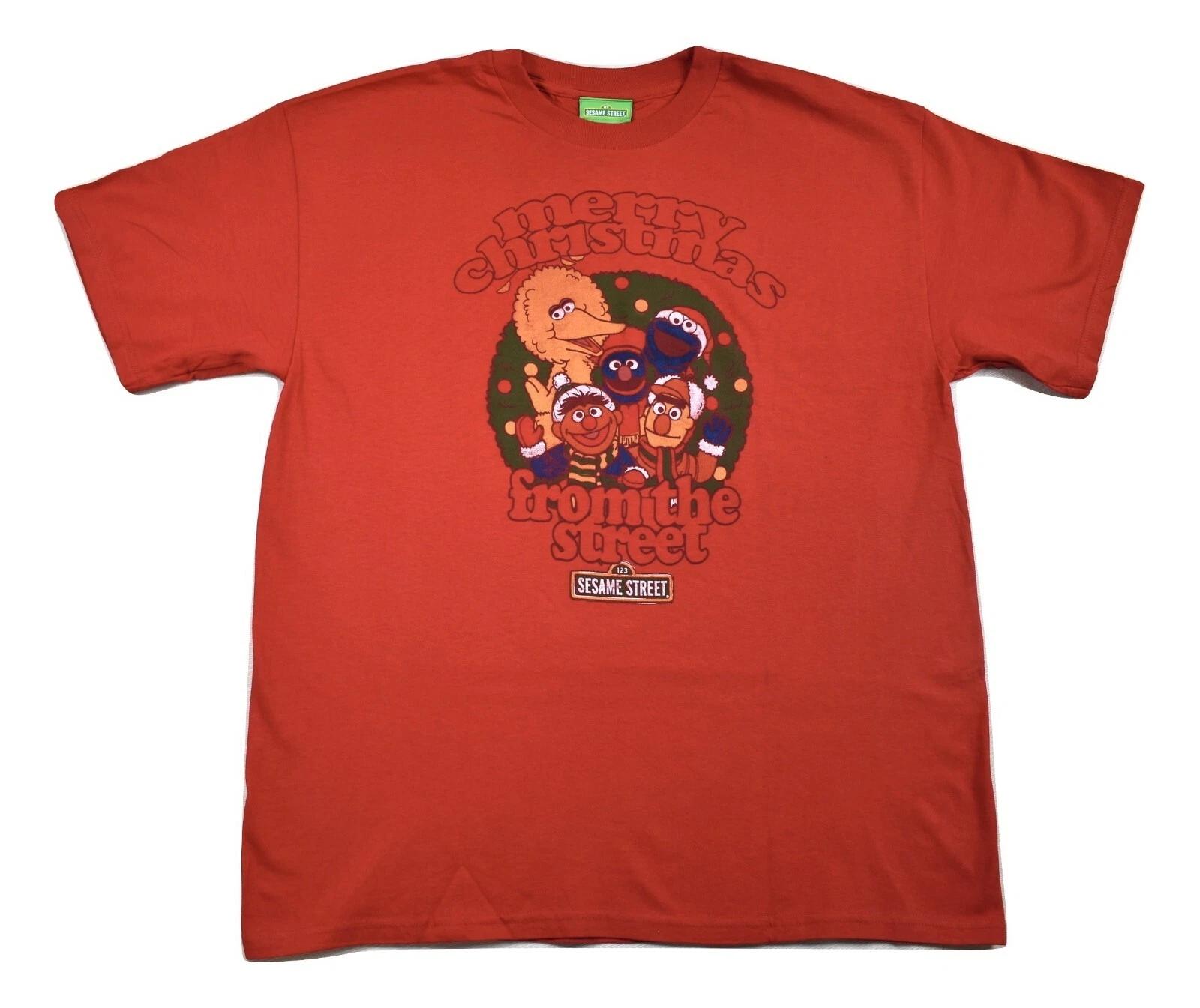 Sesame Street Mens Merry Christmas From The Street Shirt New XL, 2XL M