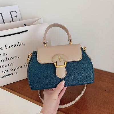 Women Autumn Winter New Color Contrasting Diagonal Cross Bag Fashion Simple Splicing Handbag Korean Edition Single Shoulder Bag