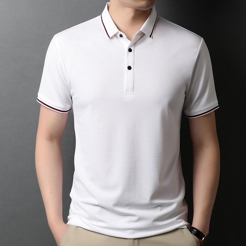 Business Casual Middle-Aged Father Summer Short Sleeve Half Sleeve Summer Thin Loose Men's T-shirt Polo Shirt Fashion