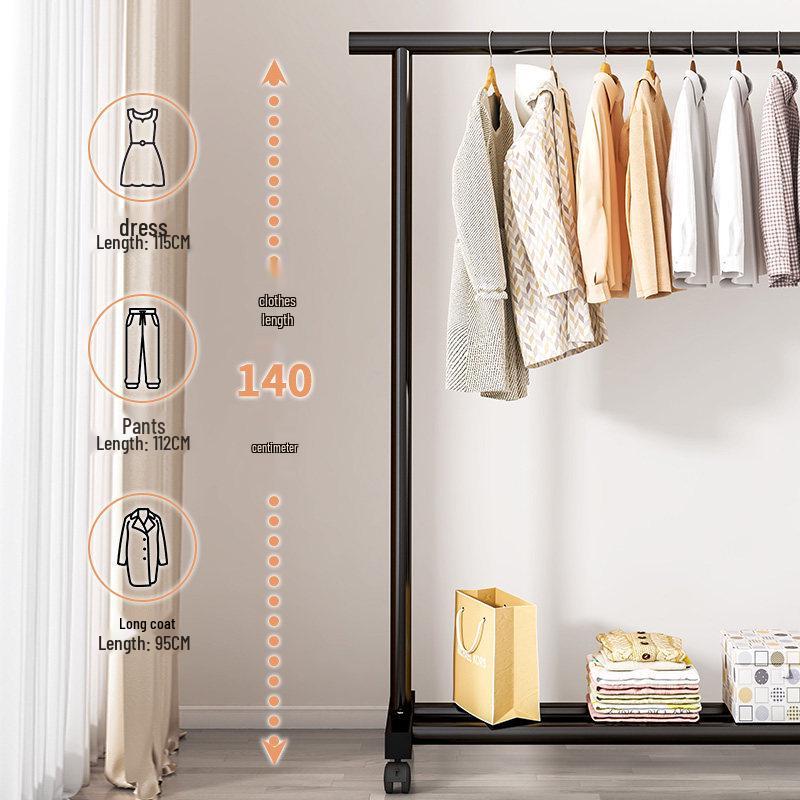 Floor Standing Clothes Rack and Coat Stand with Folding Single Pole for Bedroom or Dormitory.