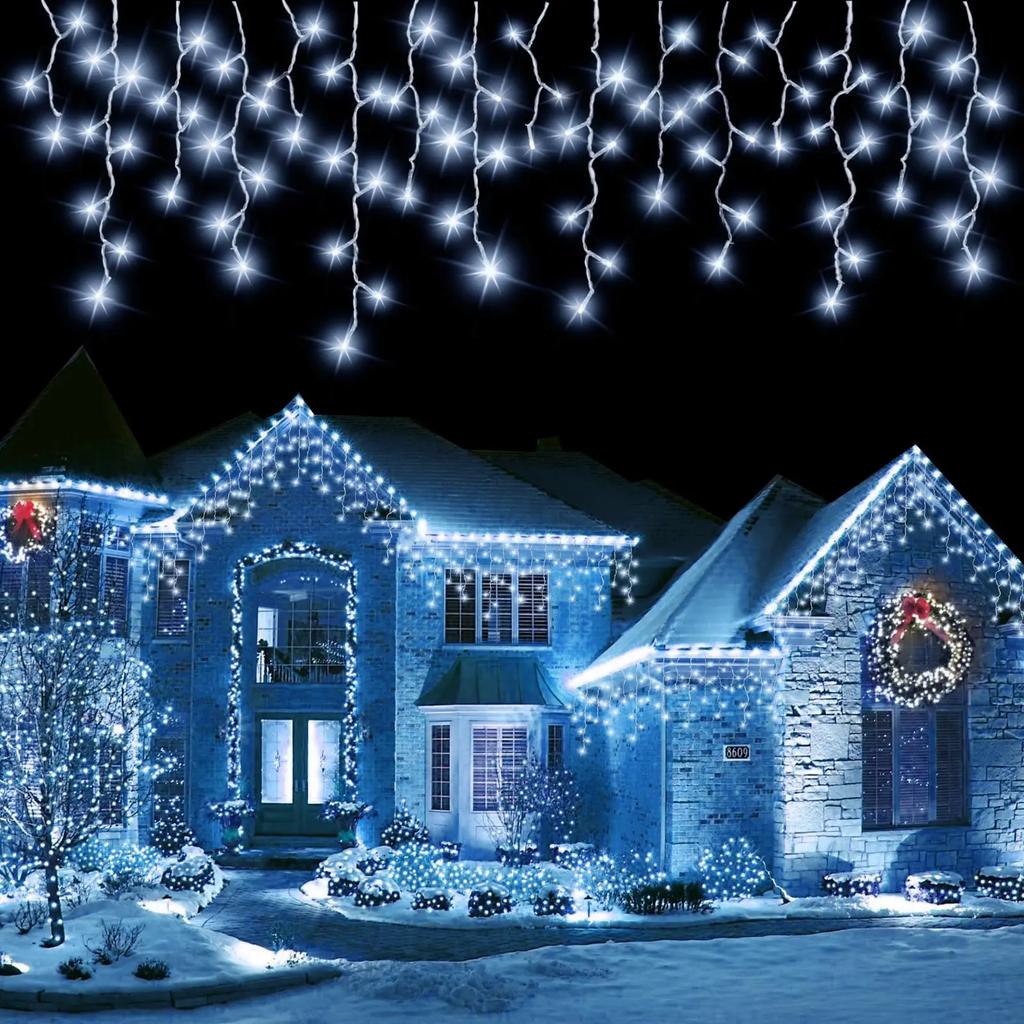 NEW 162/96LED Solar Icicle Outdoor Christmas Lights 8 Modes Waterproof Fairy Lights for Home Party Halloween Holiday Decoration