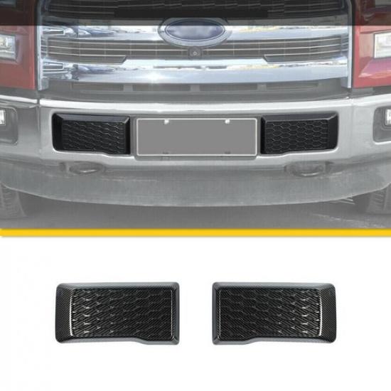 For 2015-2020 Ford F150 F-150 Carbon Fiber Look Front Bumper Corner Cover Trim2*