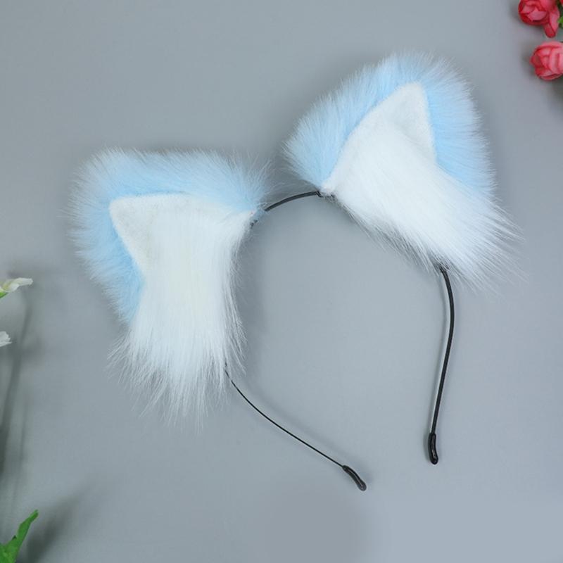 Plush Cats Ears Headbands Anime Costume Headwear Lovely Animal Ear Hair Hoop for Parties Weddings Cosplay