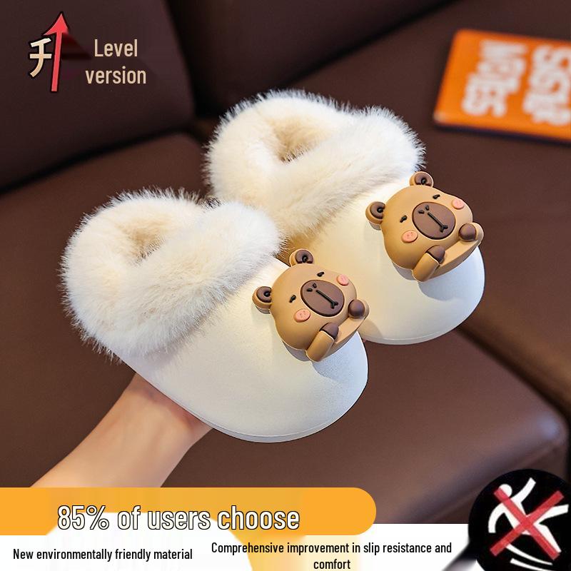 Waterproof Winter Cotton Slippers for Kids with Detachable Covers – Warm Indoor Home Shoes for Boys, Girls, and Babies