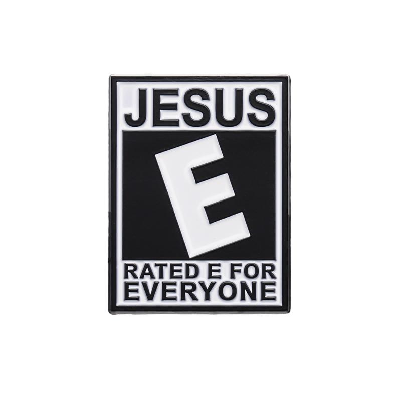 Jesus Saves Enamel Pins Custom Simple Black Fish Shape Vintage Brooches Lapel Badges Classic Jewelry Gift for Kids Friends