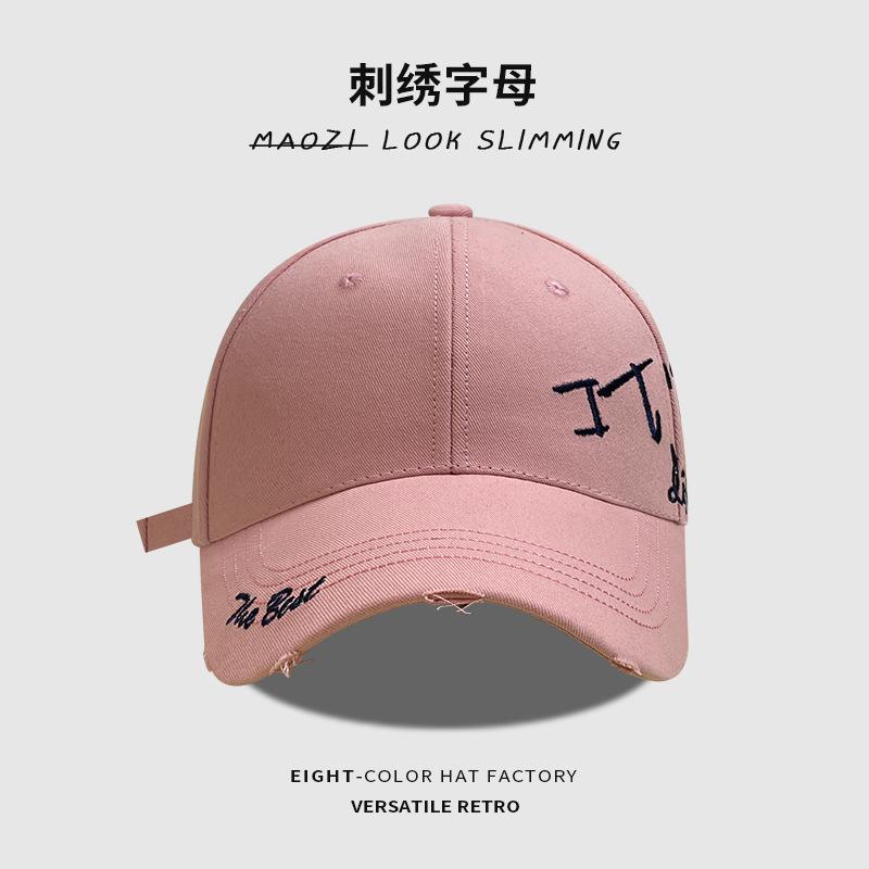 

Versatile face small baseball cap women s outdoor sports visor wide brim letter embroidery hard top cap men