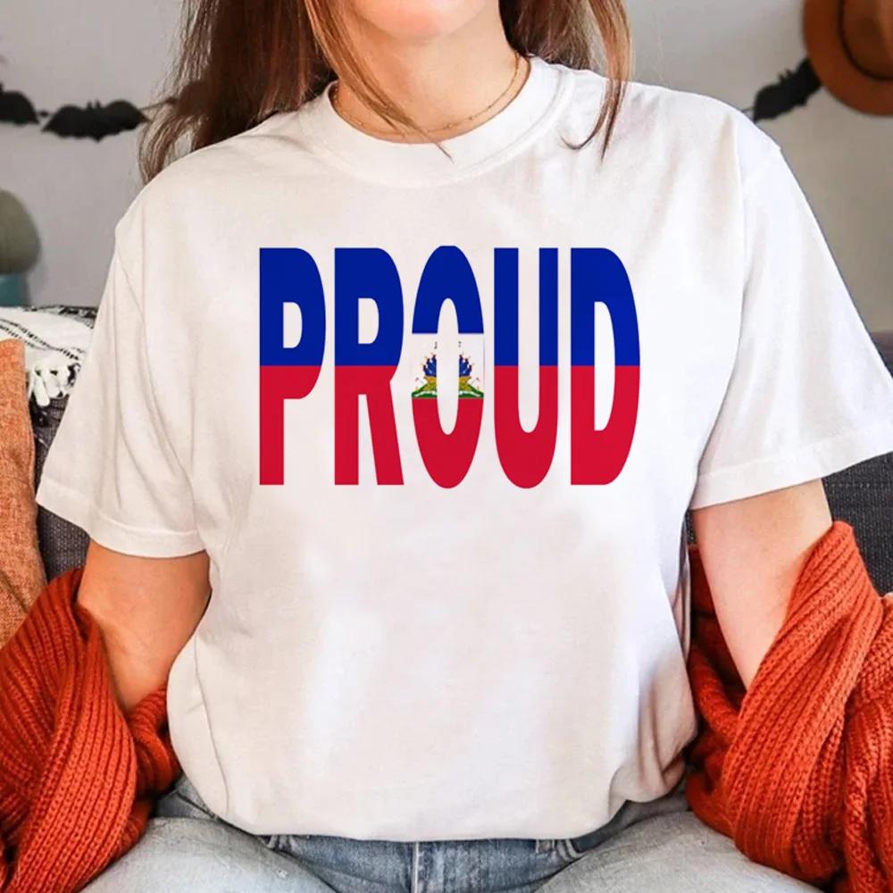 Haiti T Shirt Women Funny Y2K Harajuku T-shirts Female Funny Clothing Aesthetic Clothes Women Clothing