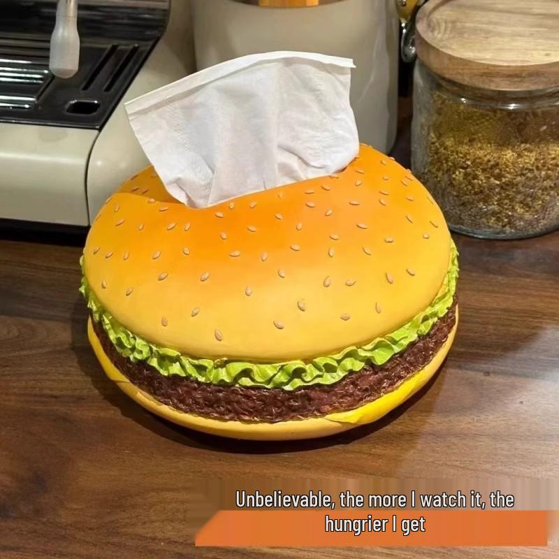 Hamburger Cartoon Tissue Box: Trendy American Retro Living Room Decor