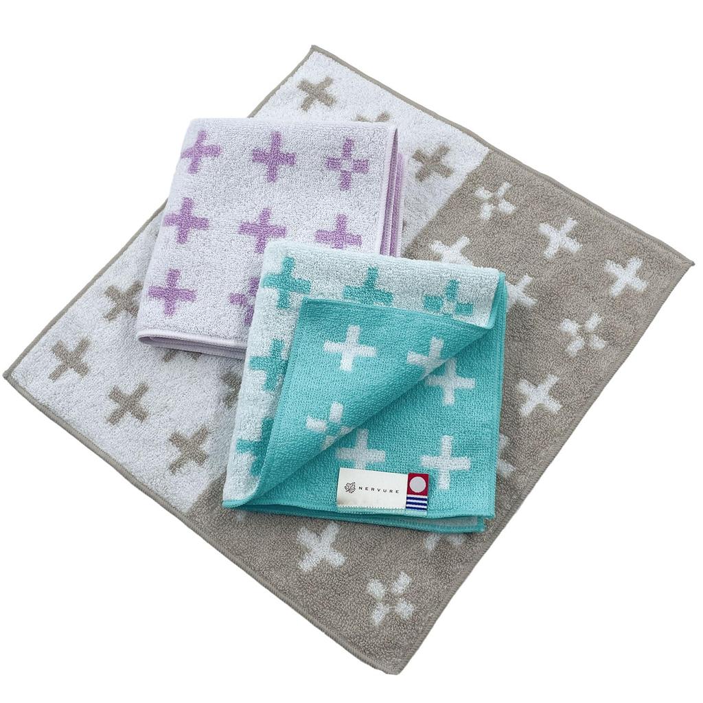 Imabari Antiviral Cleanse Towels, Made in Japan, Set of 3 Towel Handkerchiefs, Assorted Colors, Approx. 25 x 25 cm