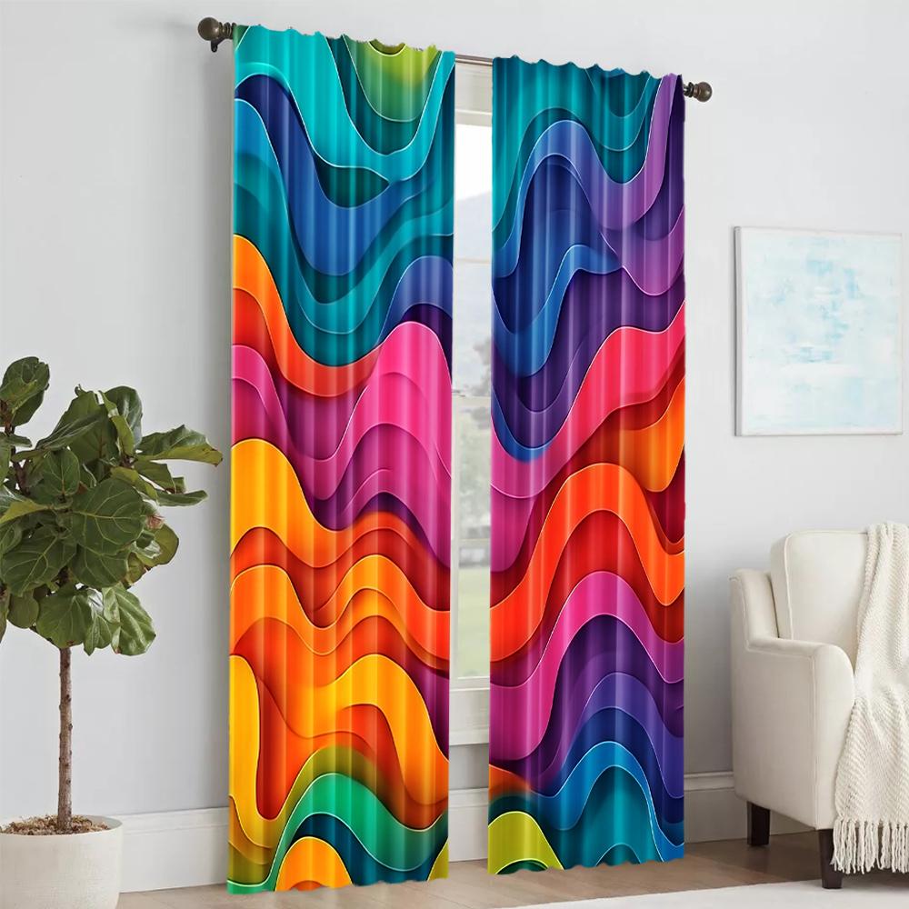 2 pcs   versatile polyester transparent curtains for home decoration Rainbow for use in bedrooms and living rooms