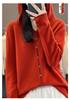 Women's 100% Wool Hooded Cardigan - Versatile Autumn/Winter Pure Color Knit Jacket