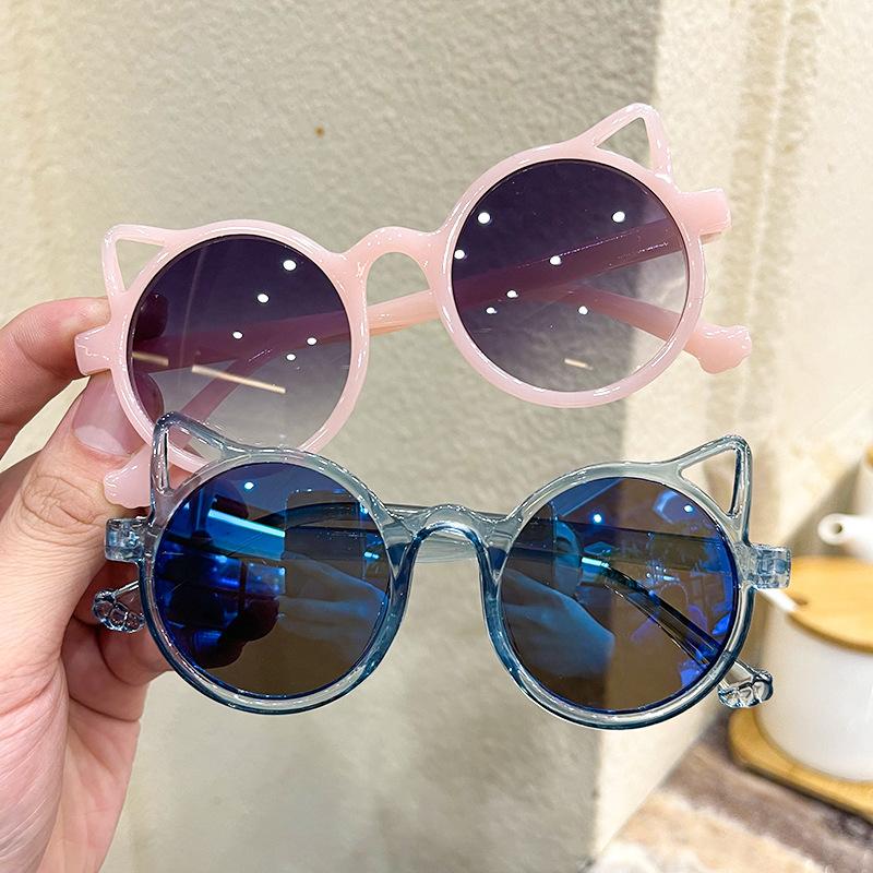 Children's sunglasses Cat's ears round colored glasses sunshade shopping modeling glasses