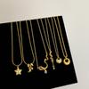 Guochao New Chinese Sand Gold Ingot Snake Pendant Necklace Women'S Retro High Sense Light Luxury Versatile Neck Chain Sweater Chain