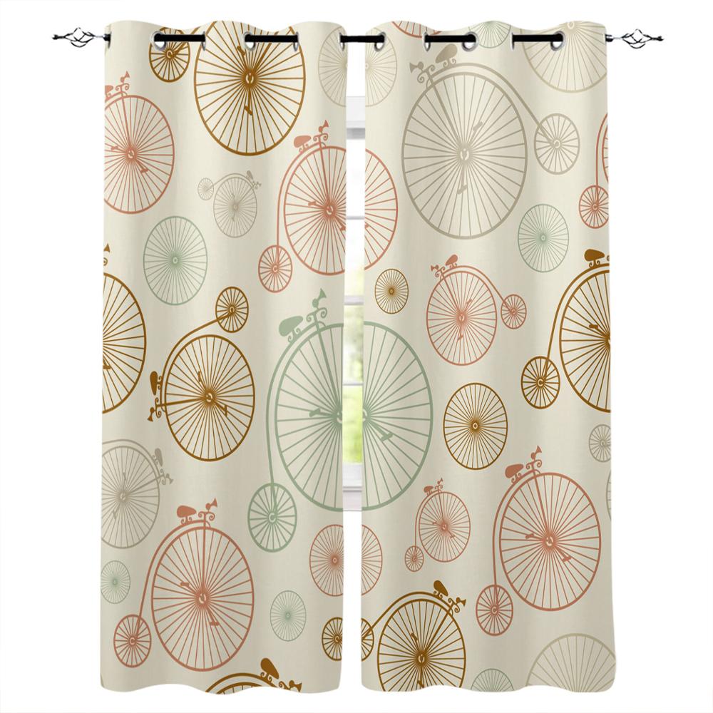 Bicycle Window Curtains Living Room Decor Curtains for Bedroom Luxury Home Decor Flat  Window