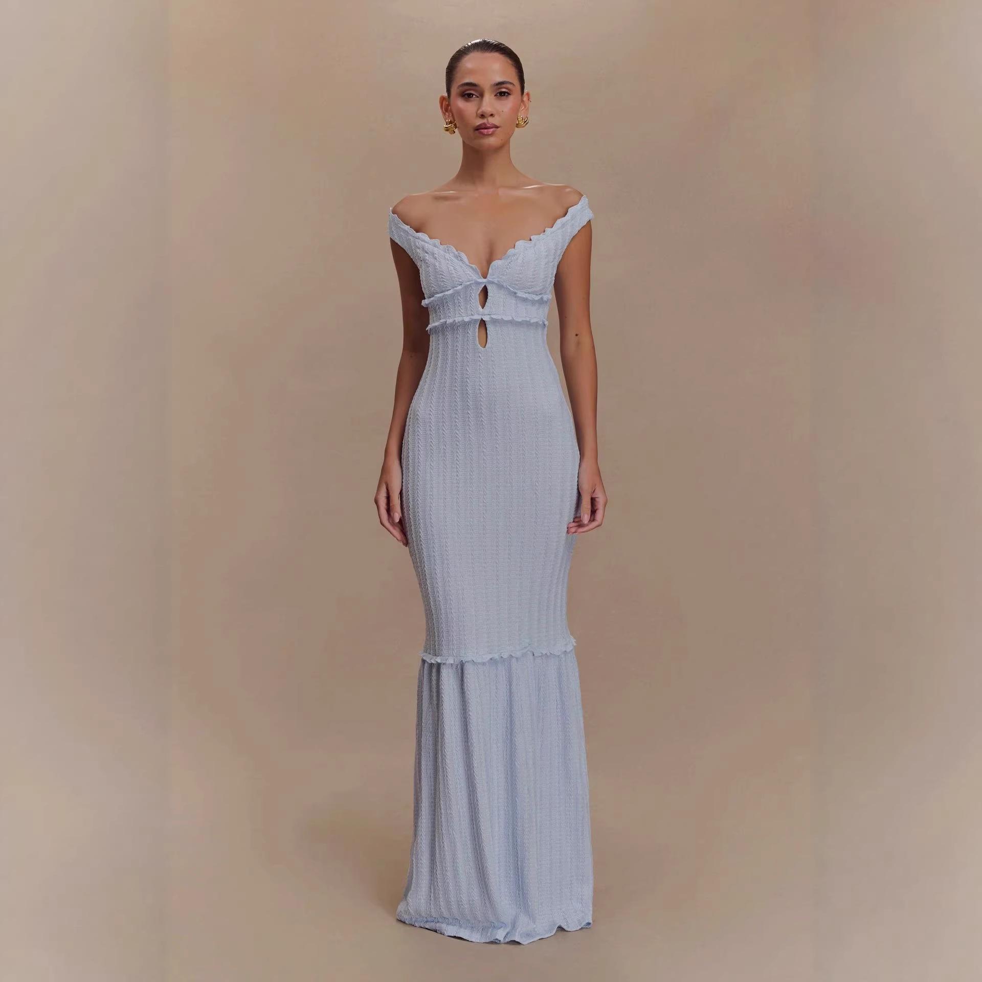 Cross2026 Spring/Summer European Style V-Neck Backless Lace-Up Slim Fit Dress for Women Extra Small светло-фиолетовый
