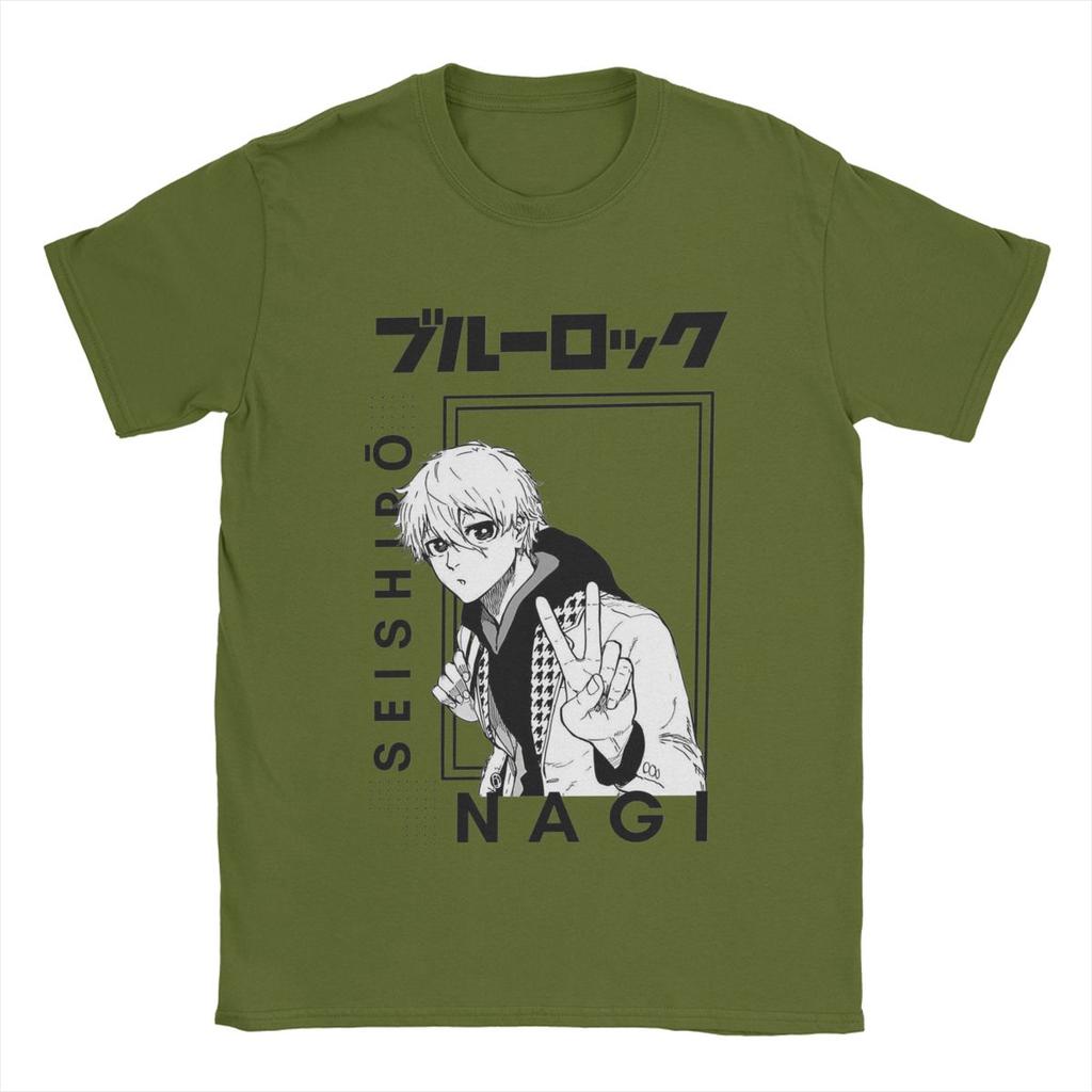 Novelty Nagi Seishiro Blue Lock T-Shirts for Men Round Collar Pure Cotton T Shirts Short Sleeve Tee Shirt Unique Tops