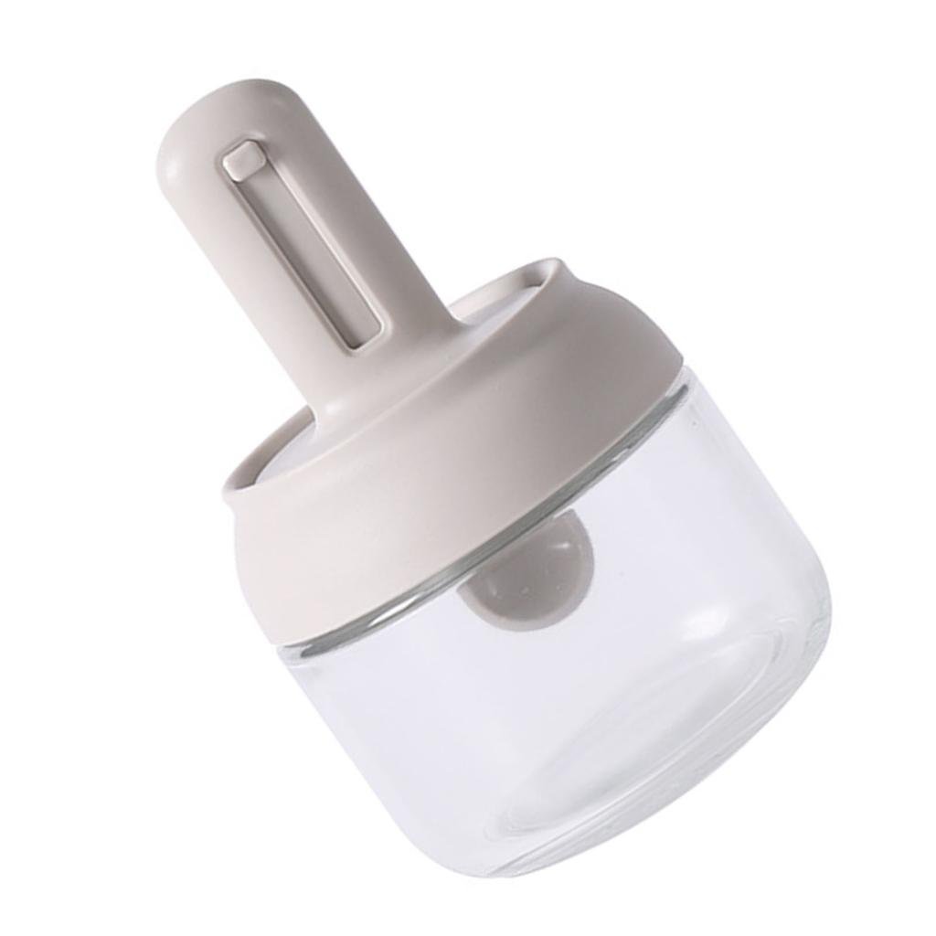 Seasoning Jar Retractable Spoon Glass Transparent Spice Condiment Storage Container Box for Home