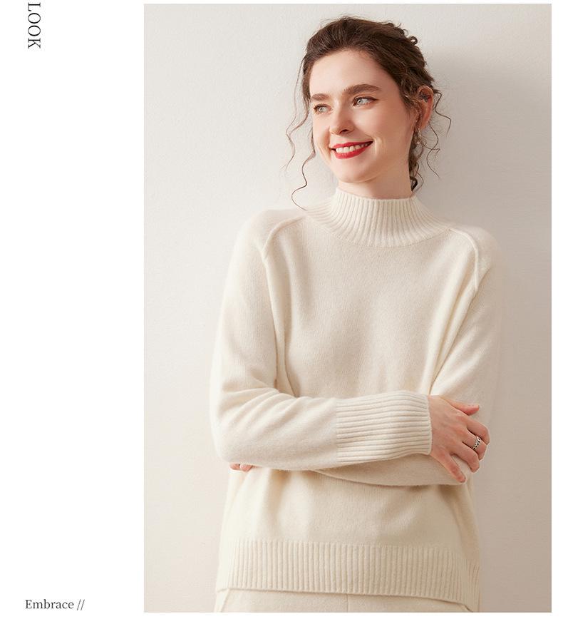 2025 Autumn/Winter Women's Cashmere High Neck Base Layer Sweater - Loose, Comfortable & Stylish Design