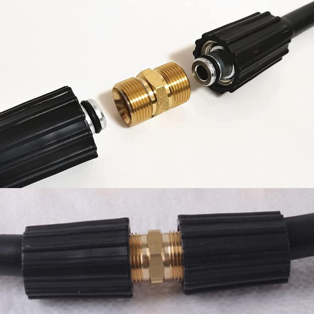 High Pressure Washer Adapter, Brass Hose Extension Coupler 22mm Male to 22mm Male Washer Fitting, 4500 PSI (Inner Diameter 15mm)