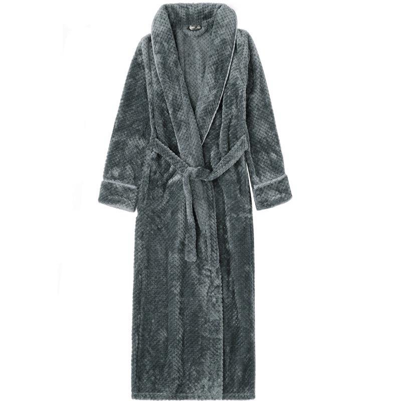 Extended Length Coral Fleece Bathrobe and Pajama Set for Men and Women - Plush, Thickened, Perfect for Winter and Autumn