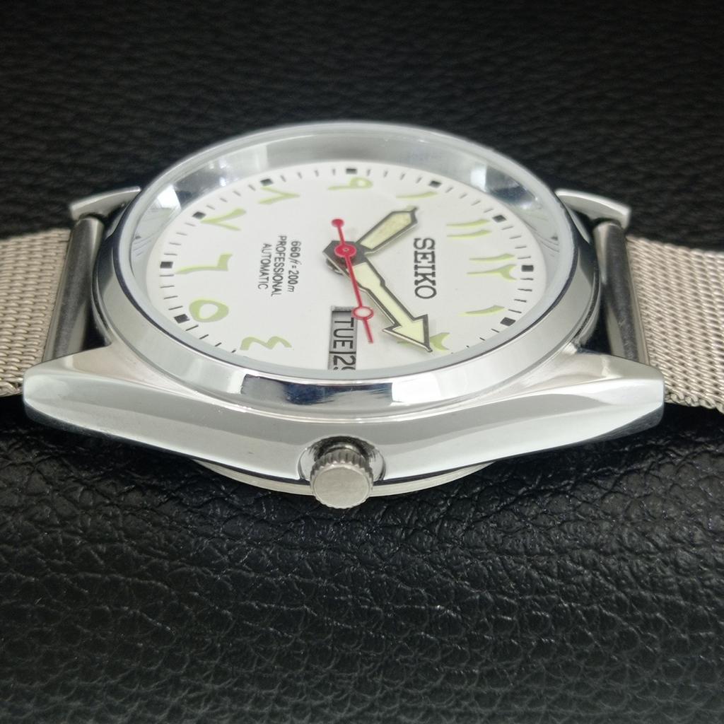REFURBISHED VINTAGE SEIKO AUTOMATIC 6309A JAPAN MENS WHITE DIAL WATCH a442729-1