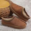 Low-barrel Snow Boots Women's Autumn and Winter Flat-bottomed Bag Head Half-tray Lazy Woman with Cotton Shoes