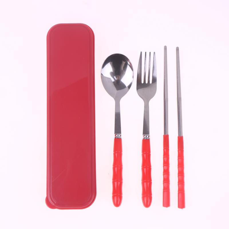 3Pcs Stainless Steel Portable Student Tableware Outdoor Travel Box Spoon Fork Chopsticks Set Adult Gift Cutler