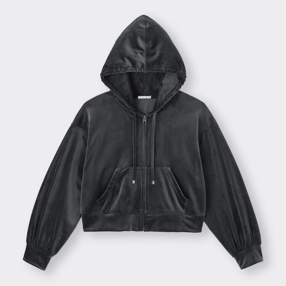 

Велюровая парка с молнией и длинными рукавами GU +E