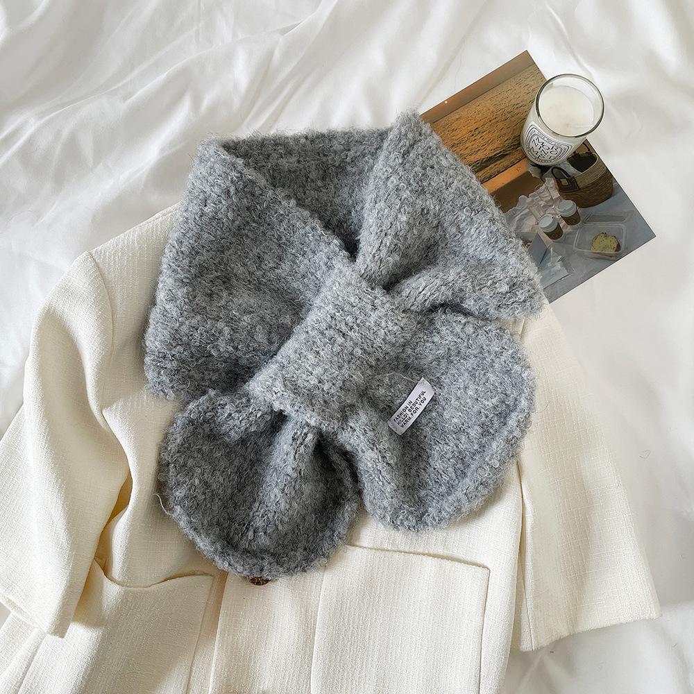 Korean ins simple soft waxy plush cross scarf women's versatile skin-friendly small scarf autumn and winter student warm scarf