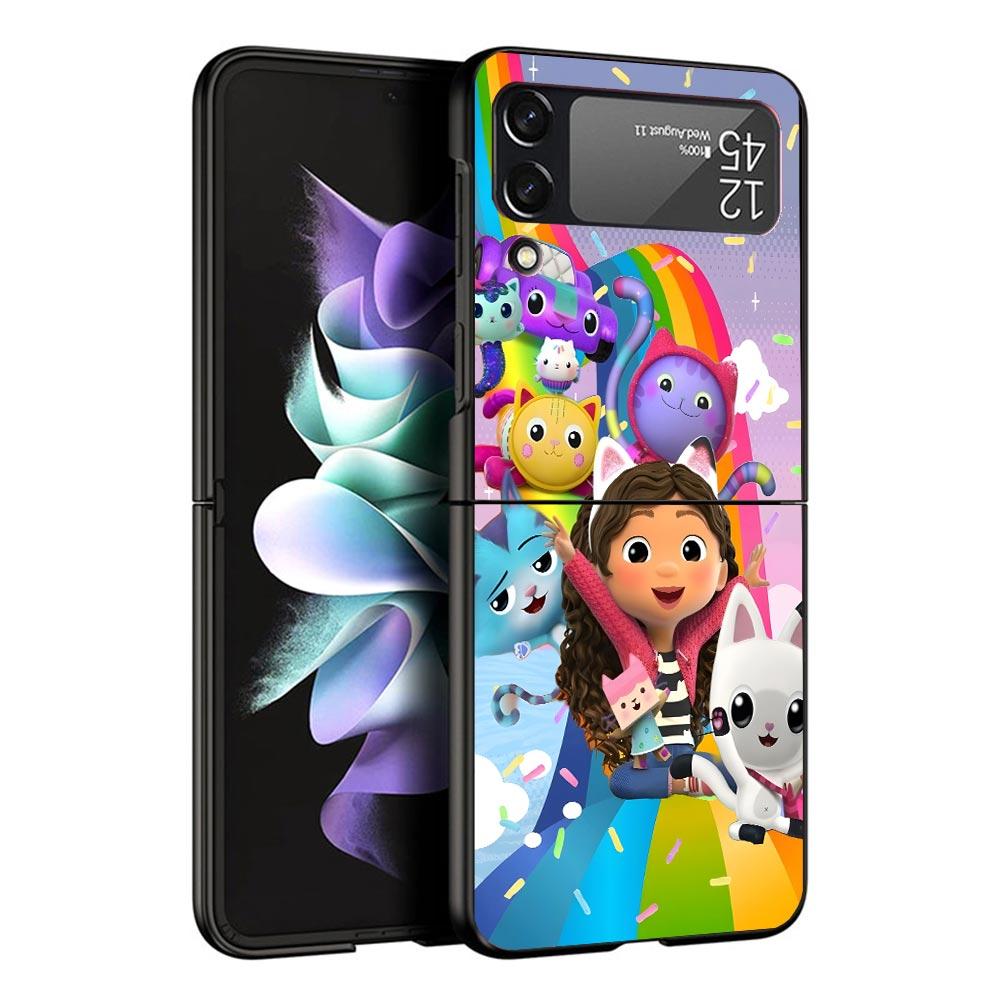

Cartoon Gabbys Dollhouse Black Phone Case For Samsung ZFlip7 ZFlip6 ZFlip5 ZFlip4 ZFlip3 5G Hard Protective Galaxy Z Flip 3 4 5 Samsung Z Flip 4