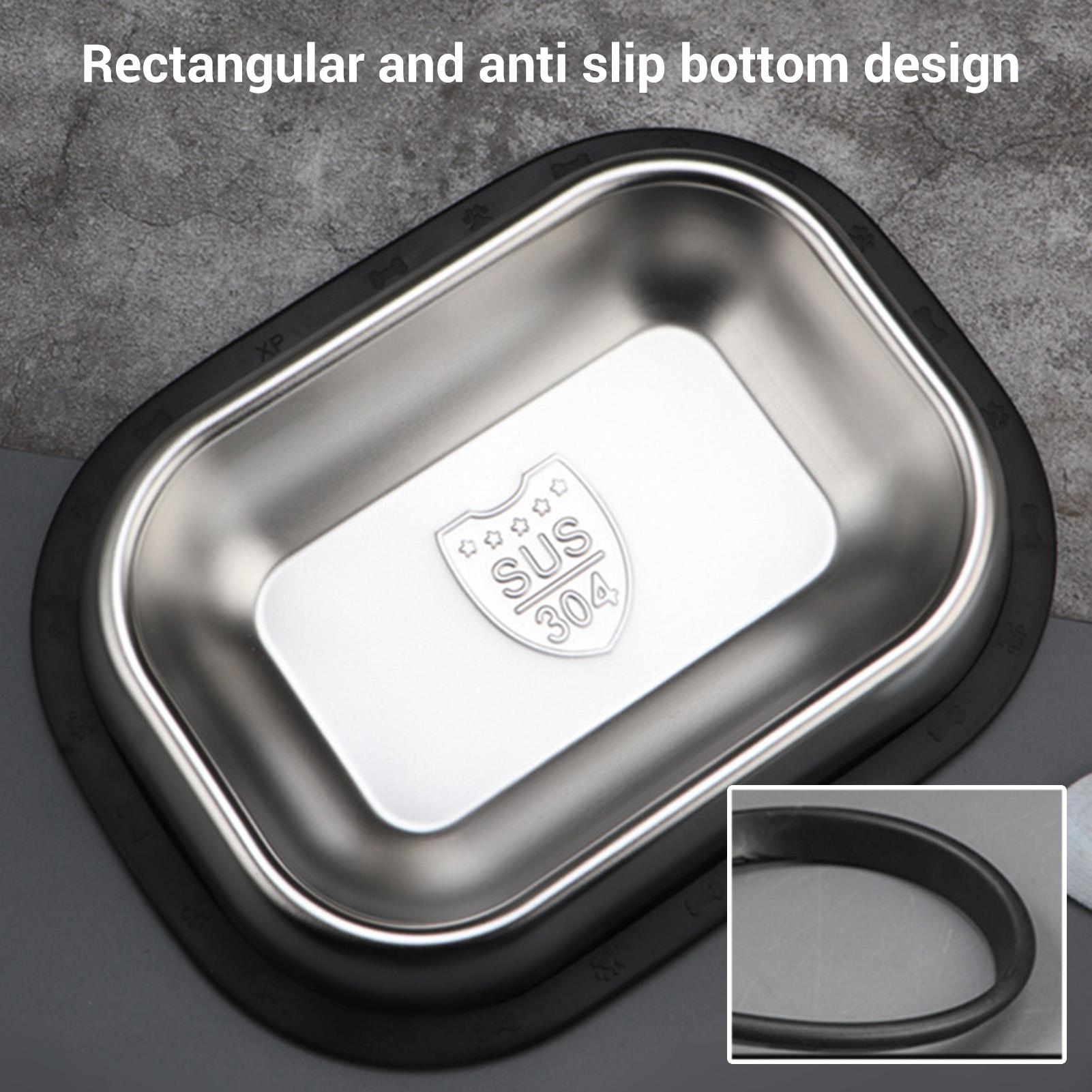 

Stainless Steel Dog Food Dish Metal Food and Water Cat Bowl Anti Slip Dish Plate for Daily Pet Feeding S