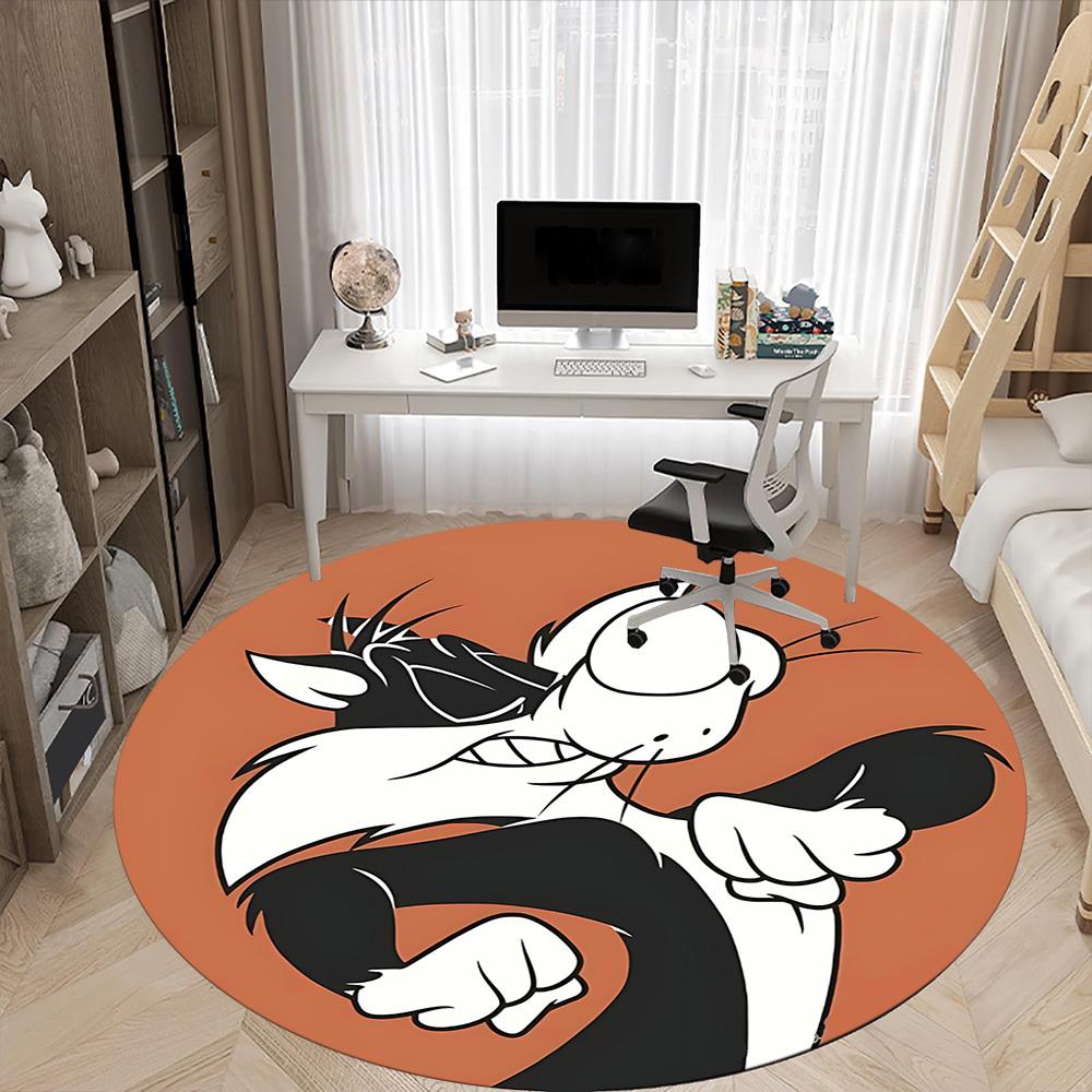 1pc Looney Tunes Office Round Area Rug, Bedroom Living Room Home Decor, Room Deco, Offic A1016119