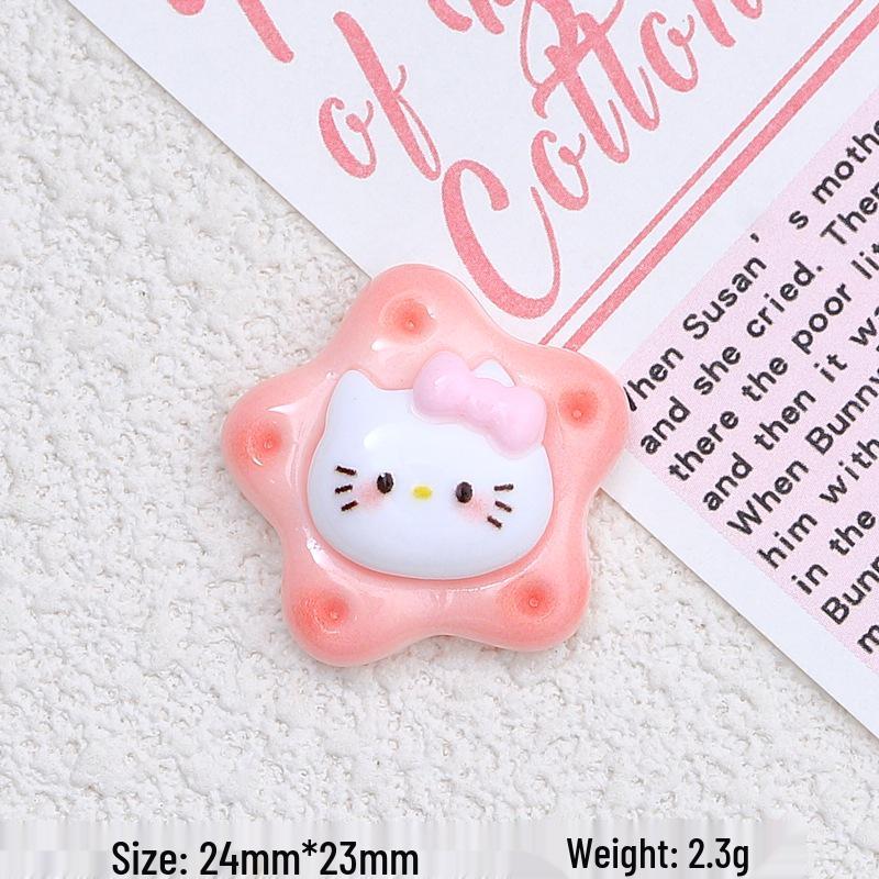 Handmade Resin Hair Clips & Charms: Cream Star Cat Biscuit DIY Accessories