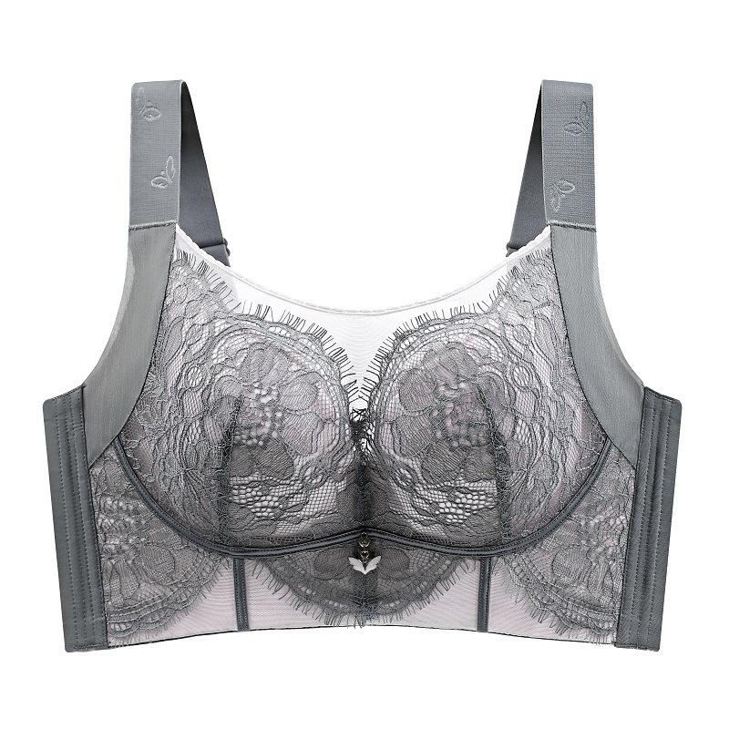 Mesh Brushed Breast Hair Lace Plus Size Bra U-shaped Beautiful Back Without Steel Ring Adjustable Bra