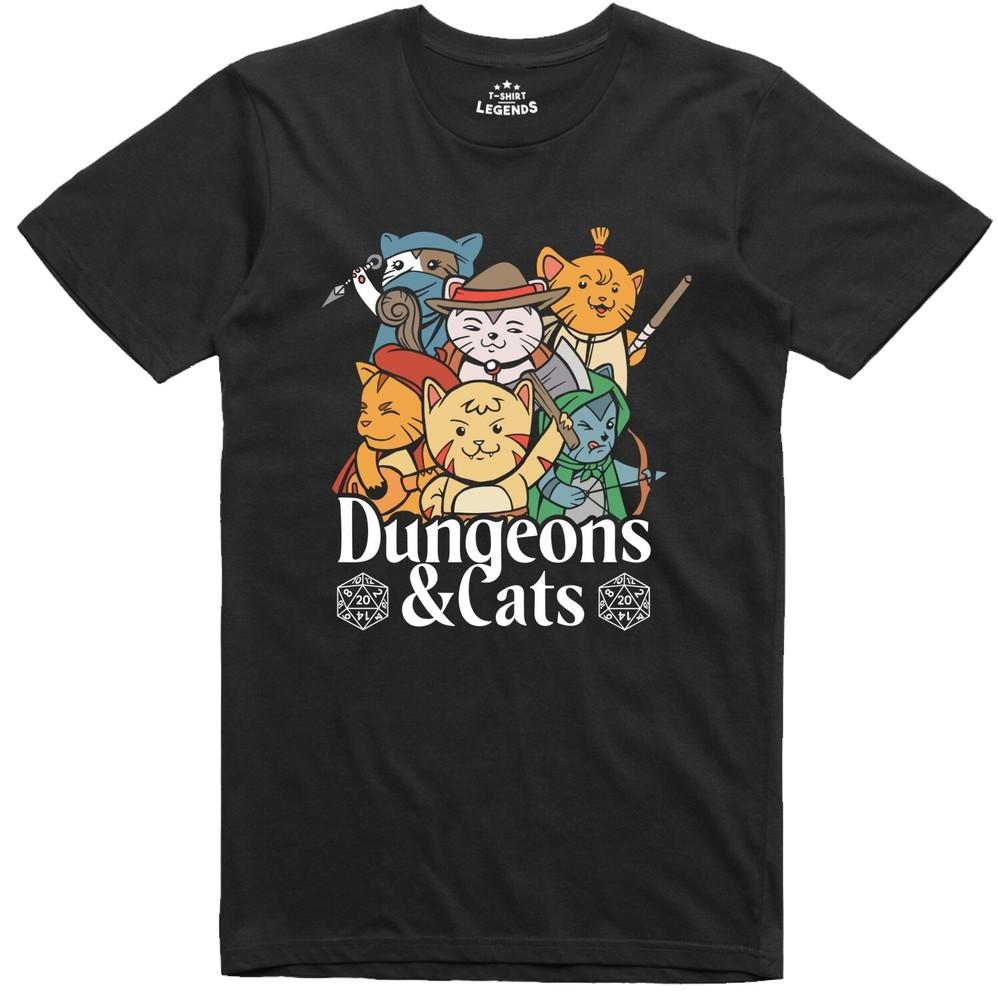 

RPG Funny Mens T Shirt Dungeons and Cats Role Playing Regular Fit Tee 3XL