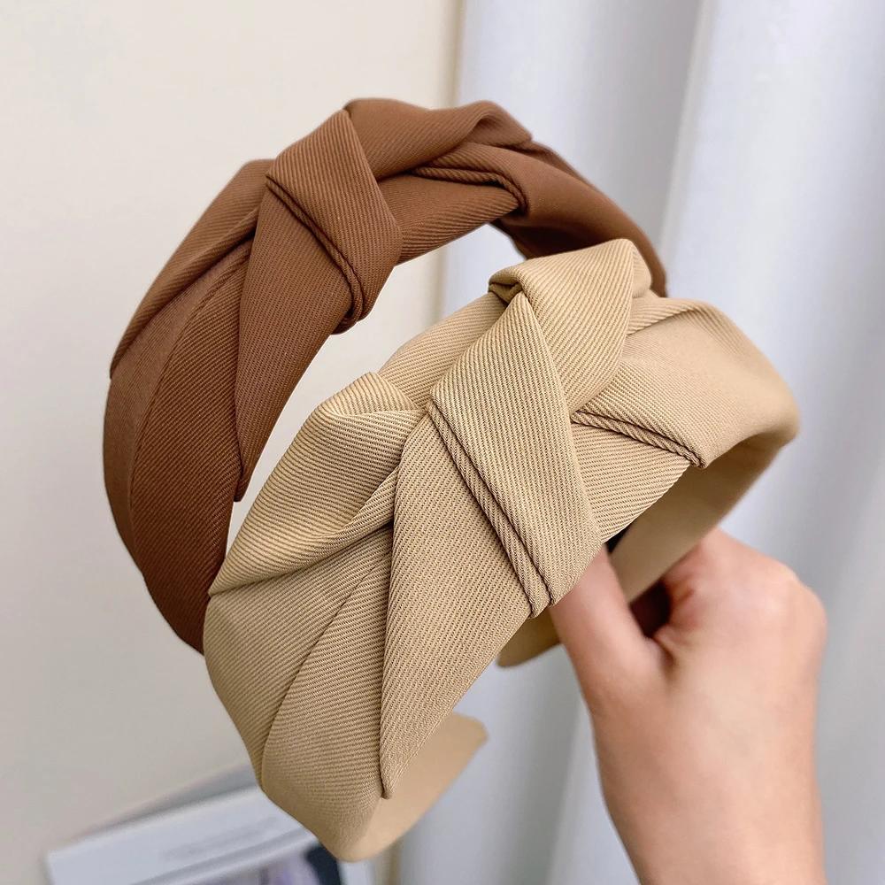Girls Vintage Hair Bands Cloth Wide Hairband New Knotted Headbands for Women Headdress Soft Hair Hoop Hair Accessories Headwear