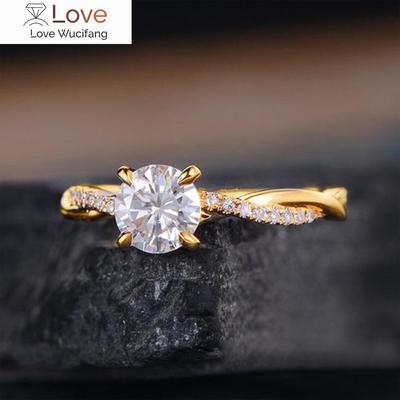 Schicke Goldfarbene Twist-Ringe für Frauen Brilliant CZ Ehe Hochzeitszeremonie Zubehör Versprechen Kristallring Brautschmuck