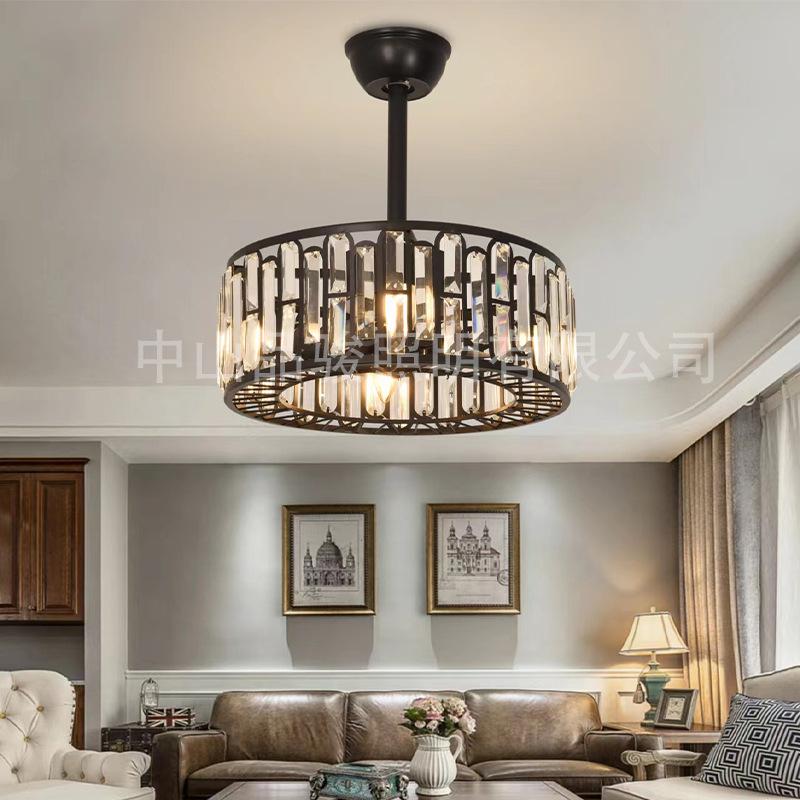 European creative ceiling fan lamp kit with remote control, replaceable E27 bulb and adjustable speed