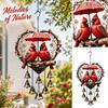 Red Bird Wind with Bells Decorative Hanging Ornament for Garden Patio Home
