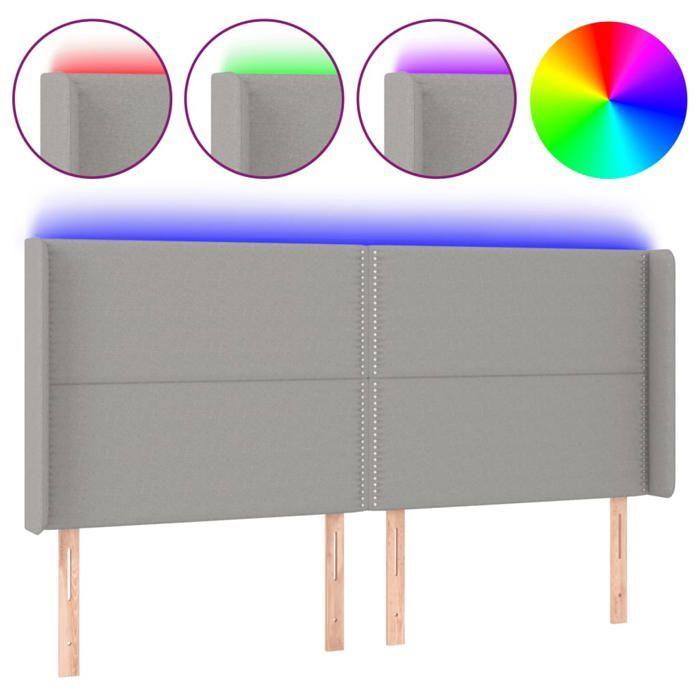 VidaXL LED Headboard Bedroom Furniture Double Bed Accessory Head of Bed Frame Interior Light Grey 3123922