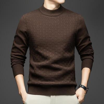 Herren Pullover Mittleres Alter & Jung mit Halbtrockenkragen, Jacquard-Strick - Dick, Warm, Langärmelig, Basis Layer für Herbst & Winter