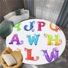 Modern Cartoon Letter Texture Print Round Area Rug,White Washable Carpet Runner - Non Slip Circle Rug Carpet Absorbent Mat for