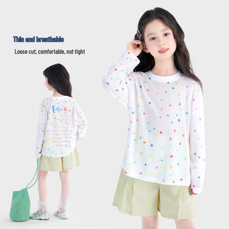 TuTu Little Elephant Girls Polka Dot Long Sleeve Breathable T-Shirt 150
