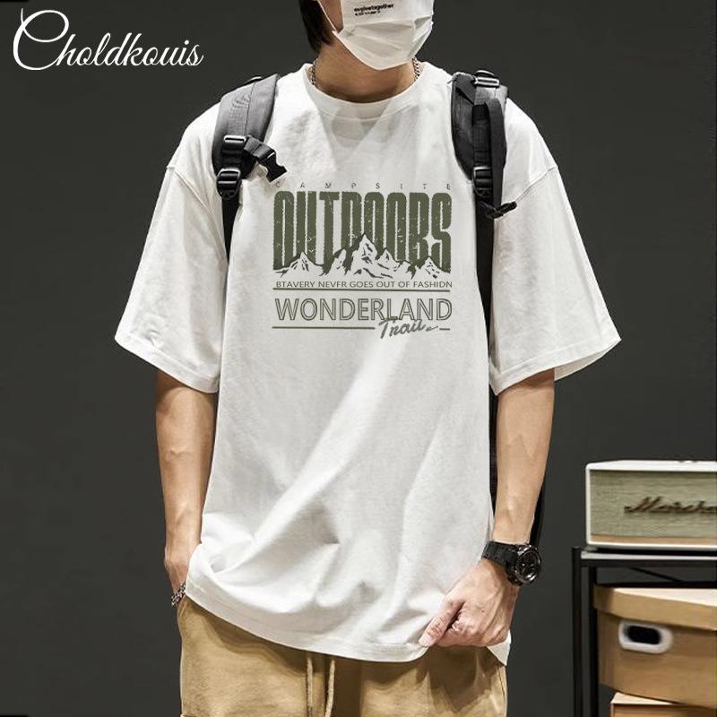 Kurzarm-T-Shirt Herren Sommer trendige Marke vielseitig reine Baumwolle schweres Basic-Shirt