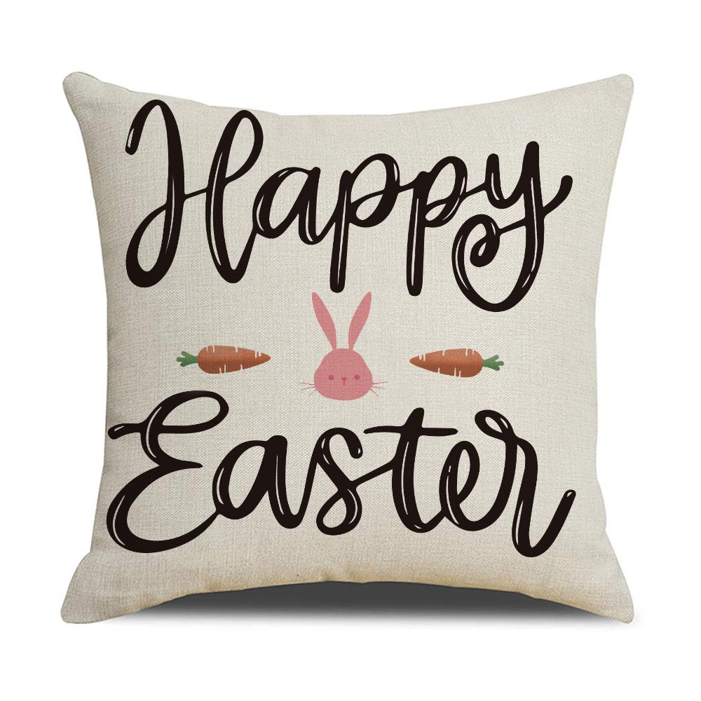 New Easter Cartoon Rabbit Easter Egg Pillowcase Spring Decorative Letter Pillow Sofa Cushion Cover