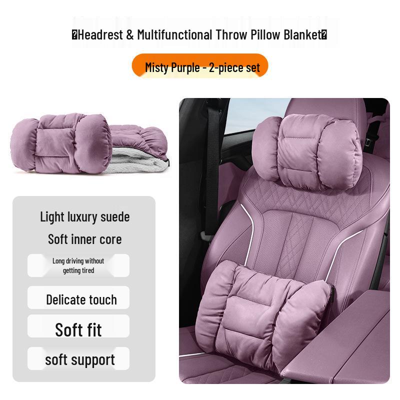Winter Headrest & Lumbar Support Pillow for AITO M7/M9/M5 - Plush Lambswool Two-in-One Blanket