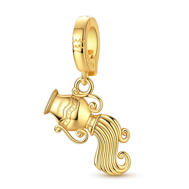 

Golden Zodiac Charms Bead 925 Silver Scorpio Leo Virgo Universal Buckle Pendants Fit Bracelet DIY Jewelry Gift