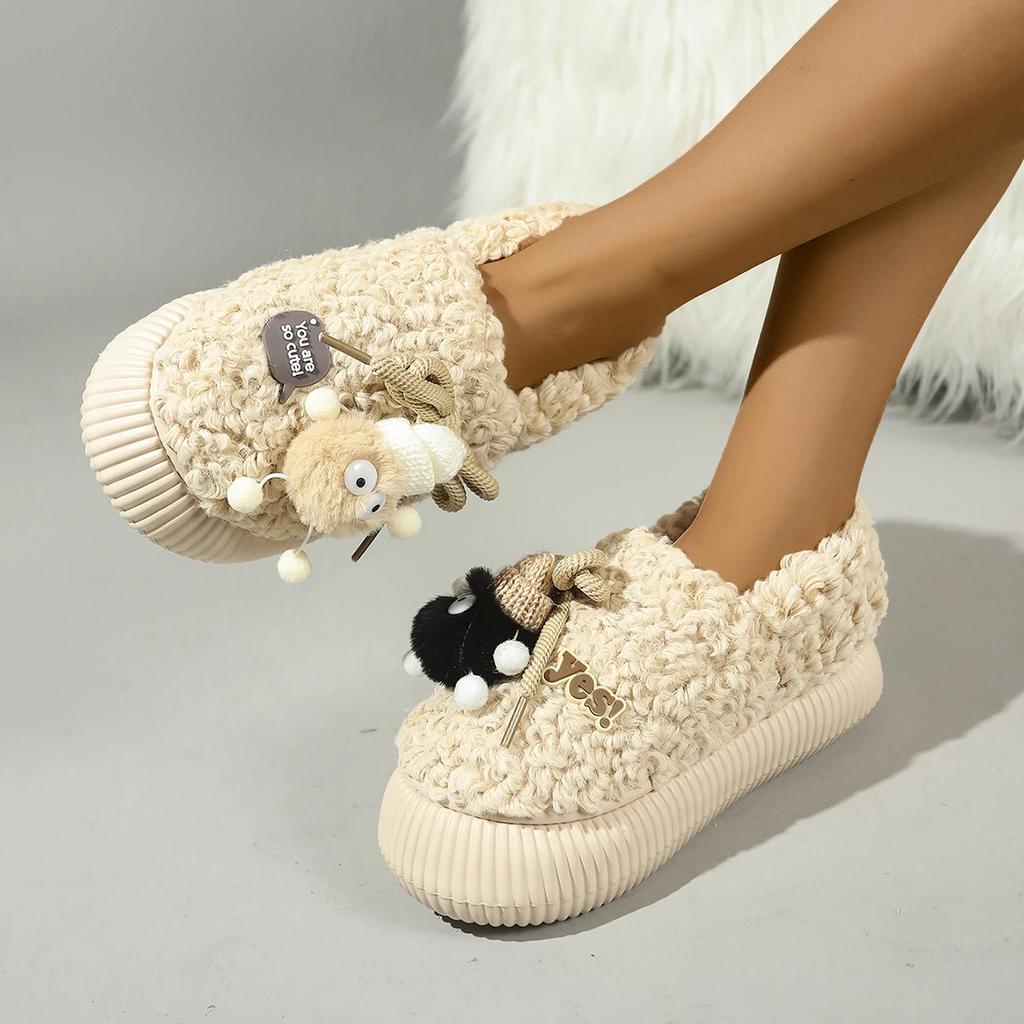 Cartoon Bag Cotton Slippers Home Outdoor Wear Thick Soles Warm Skin-friendlyNon-slip Womens Shoes Zapatos De Mujer SlippersWomen