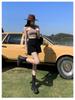 Women's High-Waist Denim Shorts - Rolled Hem, Double Button, A-line, Summer Wide Leg
