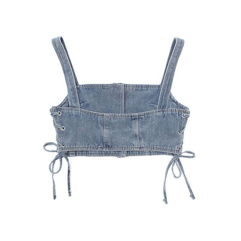 Stylish Elegance Fashion Female Business Casual Vest Cowboy Careful Camisole Outer Inner Design Short Strappy Top Vest Women for Cool Girl
